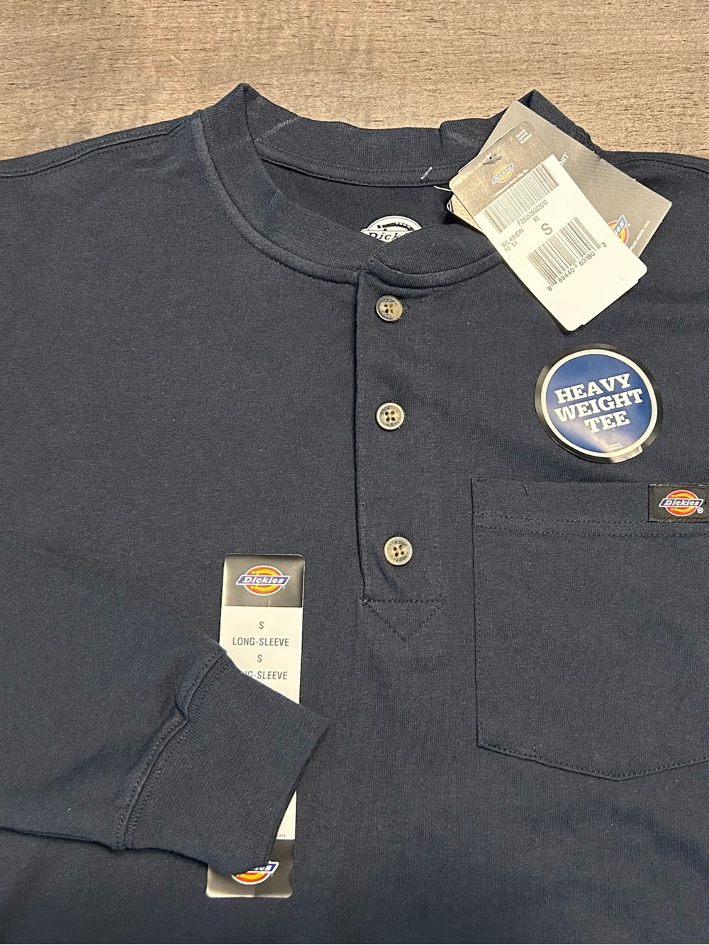 NEW Dickies Men’s Heavyweight Long Sleeve Henley Shirt - Navy - Sz S